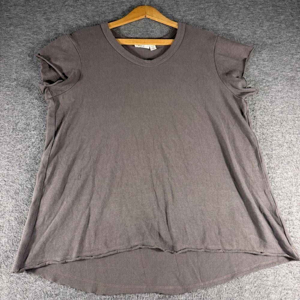 Wilt Brown Gray Short Sleeve High Low Medium Tee Shirt Cotton Slub USA Raw Hem
